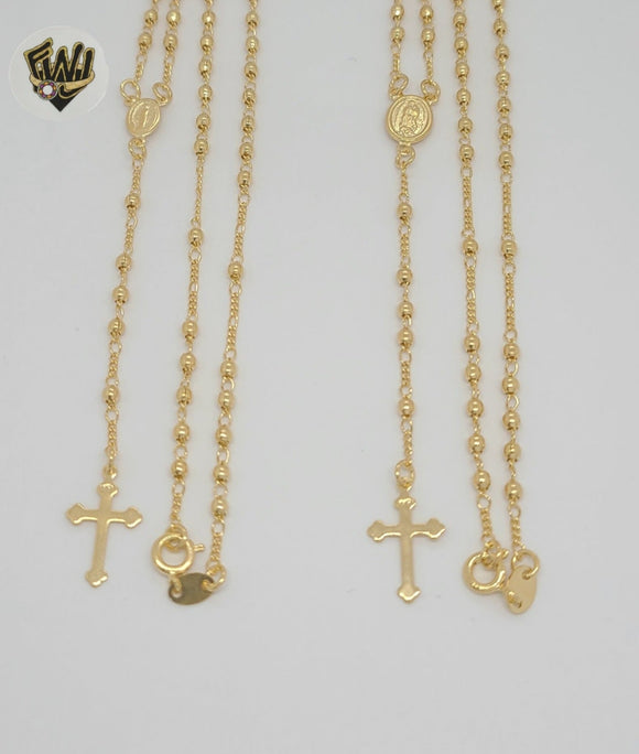 (1-3323) Laminado de oro - Collar del Rosario de la Virgen Milagrosa de 2,5 mm - 18