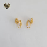 (1-1213) Laminado de Oro - Pendientes Clip Flor - BGO