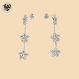 (2-3337) 925 Sterling Silver - Star Dangle Earrings.