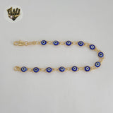 (1-0671) Gold Laminate - 6mm Evil Eye Bracelet - 7.5" - BGF