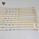 (1-0644) Gold Laminate - 2.5mm Link Multicolor Ovals Bracelet - 7.5" - BGF