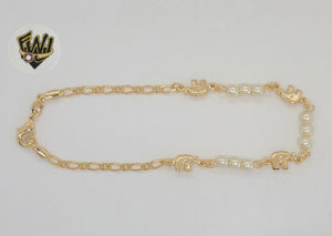 (1-0072) Gold Laminate - 3mm Mariner Link Elephants Anklet - 9.5" - BGF