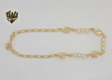 (1-0072) Gold Laminate - 3mm Mariner Link Elephants Anklet - 9.5" - BGF