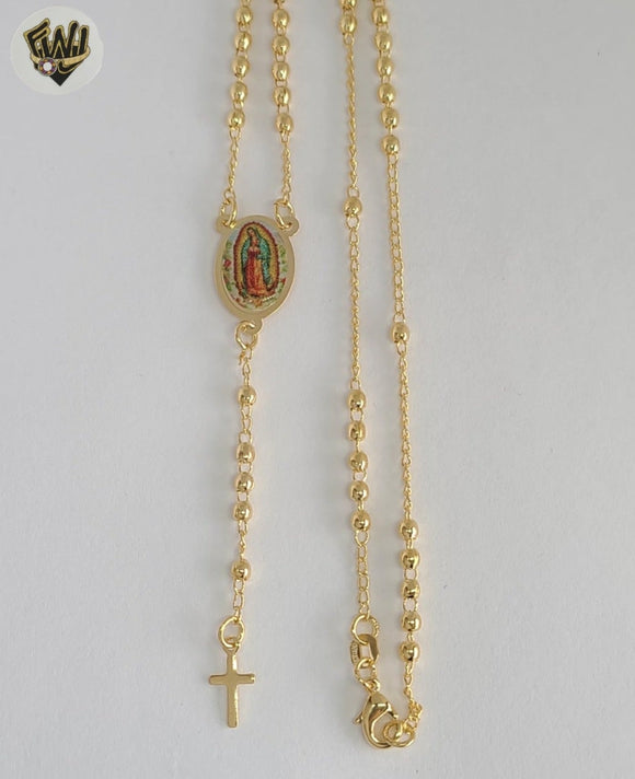 (1-3352) Gold Laminate - 2.5mm Guadalupe Rosary Necklace - 18
