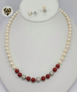 (MSET-41) Gold Laminate - 7mm Two Colors Mallorca Pearls Set - BGF