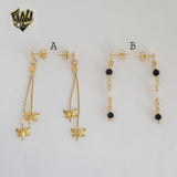 (1-1224) Gold Laminate - Long Earrings - BGF