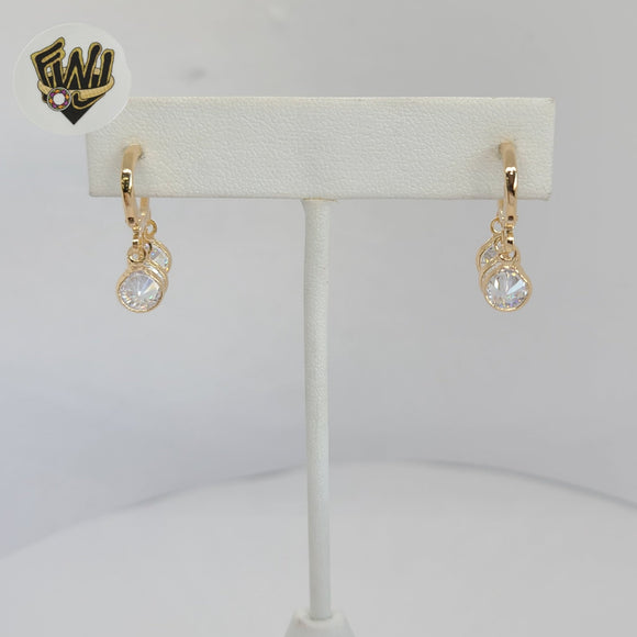 (1-2945-4) Gold Laminate - Zircon Charm Hoops - BGF