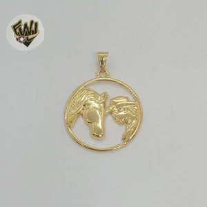 (1-2376-1) Gold Laminate - Horse Medal Pendant - BGF