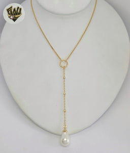 (1-6395-2) Laminado de oro - Collar de perlas con eslabones en caja - 16" - BGF