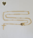 (1-3362-2) Gold Laminate - 4mm Our Lady of Charity Rosary Necklace - 24" - BGO.