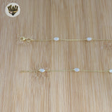 (2-8003) Cadena de cuentas de dos tonos en plata de ley 925 - 18".