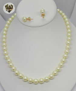 (MSET-29) Gold Laminate - 8mm Mallorca Pearls Set - BGF