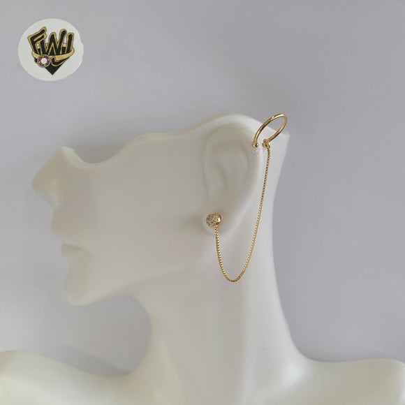 (1-1240-3) Gold Laminate - Zircon Ball Cuff Earrings - BGF