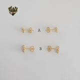 (1-1127-4) Gold Laminate - Zircon Stud Earrings - BGF