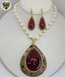(1-6495) Chapado en oro - Juego de piedras y perlas de agua dulce - 22,5".