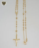 (1-3310-1) Gold Laminate - 4.5mm Miraculous Virgin Rosary Necklace - 24" - BGF