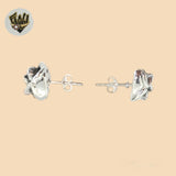 (2-3221) 925 Sterling Silver - Flower Stud Earrings.