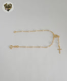 (1-3316-4) Gold Laminate - 3mm Miraculous Virgin Hand Rosary - 7" - BGF.