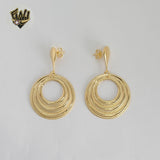 (1-1244-3) Gold Laminate - Round Long Earrings - BGF