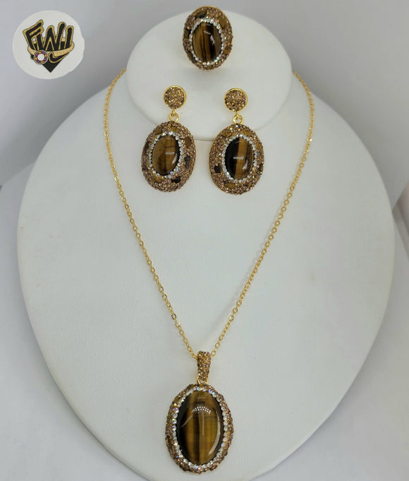 (1-6276-1) Gold Plated - Stones and Zircon Set - 20