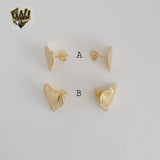 (1-1162-3) Gold Laminate - Heart Stud Earrings - BGF