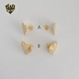 (1-1162-3) Gold Laminate - Heart Stud Earrings - BGF