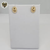 (1-1197-4) Gold Laminate - Zircon Puff Marine Earrings - BGF