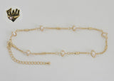 (1-0233) Gold Laminate - Rolo Link Pearls Anklet - 10" - BGF