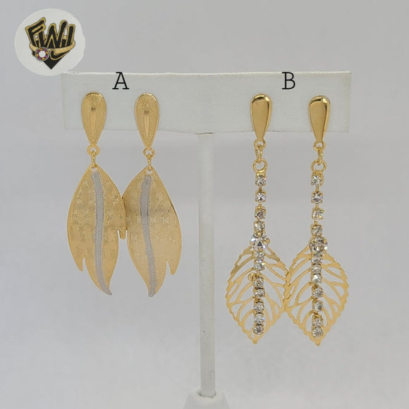 (1-1238-1) Gold Laminate - Leaf Long Earrings - BGF