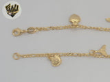 (1-0110) Gold Laminate - 2.5mm Figaro Link Beach Charms Anklet - 10" - BGF