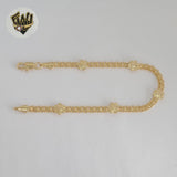 (1-0506) Gold Laminate - 4mm Bismarck Link Flower Bracelet - BGF