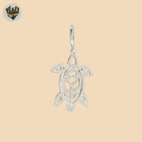 (2-1460) 925 Sterling Silver - Carved Turtle Pendant.