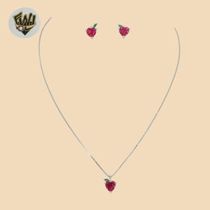 (2-66009) 925 Sterling Silver - 1mm Heart Zircon Set - 16"