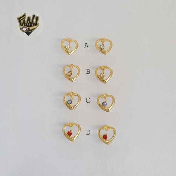 (1-1119) Laminado de oro - Aretes de corazón - BGO