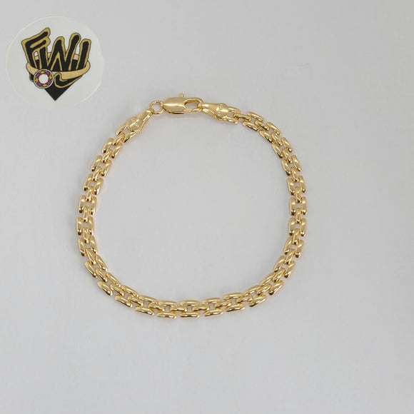 (1-0770) Laminado de oro - Brazalete de eslabones cuadrados de 4,5 mm - BGF