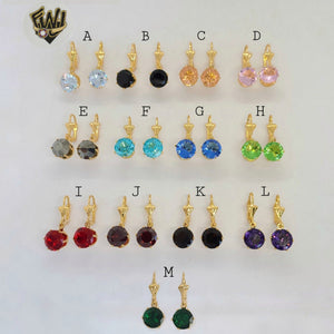 (1-1166) Gold Laminate - Multicolor Dangling Earrings - BGO