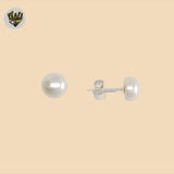 (2-3412) 925 Sterling Silver - Pearl Stud Earrings.