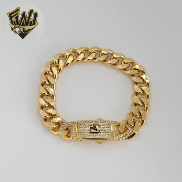 (1-60043-1) Gold Laminate - 13mm Zircon Closure Curb Bracelet - BGO