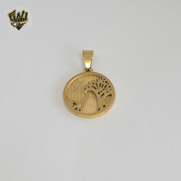 (4-2036) Stainless Steel - Tree Medal Pendants.