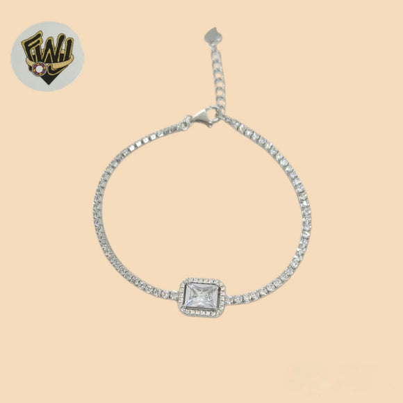 (2-0424) 925 Sterling Silver - 2mm Link Tennis Bracelet.