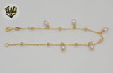 (1-0235) Gold Laminate - 1.5mm Link Pearls Anklet - 9.5" - BGF