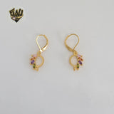 (1-1198-2) Gold Laminate - Multicolor Dangle Earrings - BGF