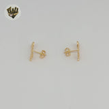 (1-1140-1) Gold Laminate -  Bow Stud Earrings - BGF