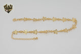 (1-0228) Laminado de oro - Tobillera con eslabones de serpiente y bolas de 1 mm - 10" - BGF