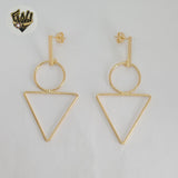 (1-1222-1) Gold Laminate - Long Geometric Earrings - BGF
