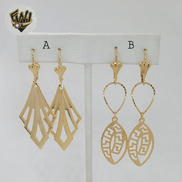 (1-1223) Gold Laminate - Long Earrings - BGF