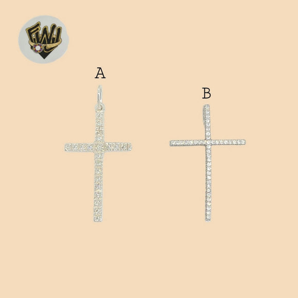 (2-1052) 925 Sterling Silver - Zircon Crosses Pendants.