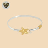 (2-0686) 925 Sterling Silver - 4mm Two Tones Starfish Bangle.