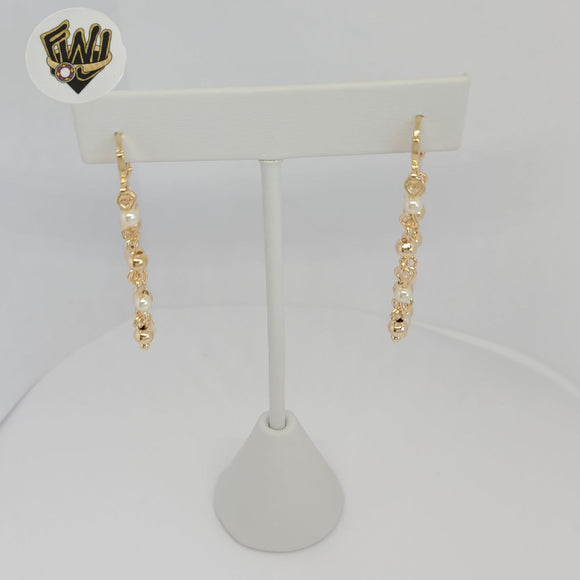 (1-1218-4) Laminado Oro - Aros Perlas Colgantes - BGF