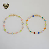 (1-0649) Gold Laminate - 5mm Multicolor Circles Link Bracelet - 7.5" - BGF